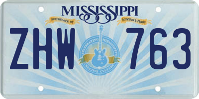 MS license plate ZHW763