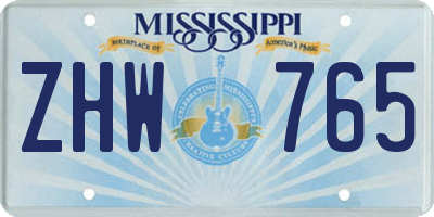 MS license plate ZHW765
