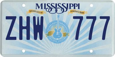 MS license plate ZHW777