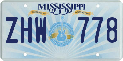 MS license plate ZHW778