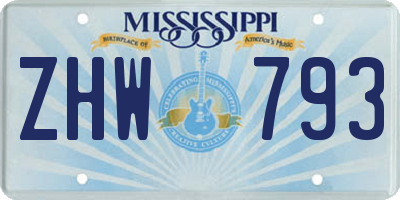 MS license plate ZHW793