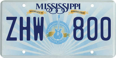 MS license plate ZHW800