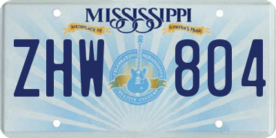 MS license plate ZHW804