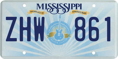 MS license plate ZHW861
