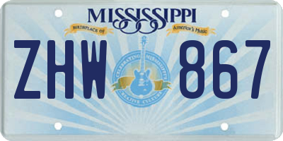 MS license plate ZHW867