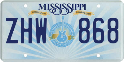 MS license plate ZHW868
