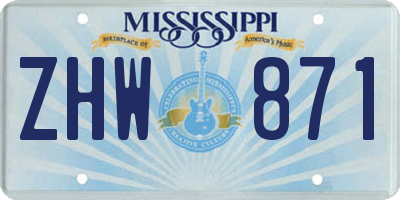 MS license plate ZHW871