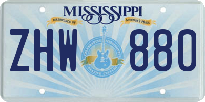 MS license plate ZHW880