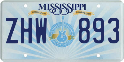 MS license plate ZHW893