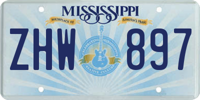 MS license plate ZHW897