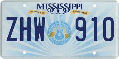 MS license plate ZHW910
