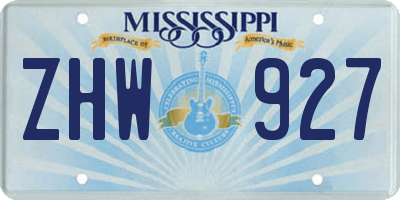 MS license plate ZHW927