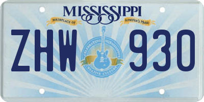 MS license plate ZHW930