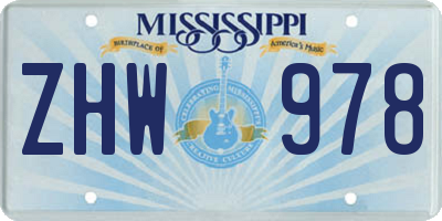 MS license plate ZHW978