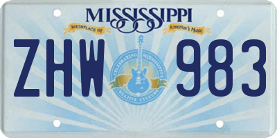 MS license plate ZHW983