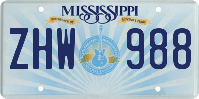MS license plate ZHW988