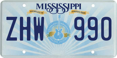 MS license plate ZHW990