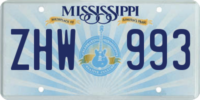 MS license plate ZHW993