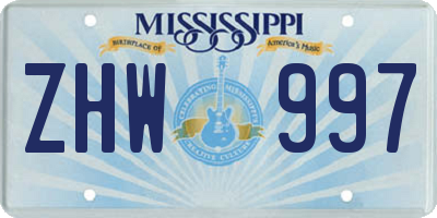 MS license plate ZHW997
