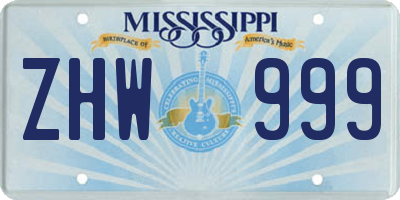 MS license plate ZHW999