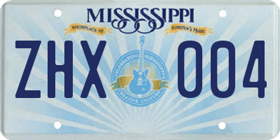 MS license plate ZHX004