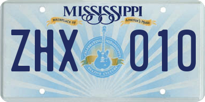 MS license plate ZHX010