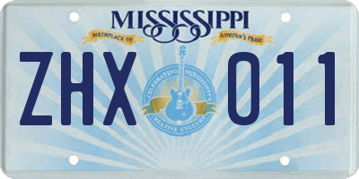 MS license plate ZHX011