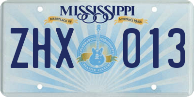MS license plate ZHX013