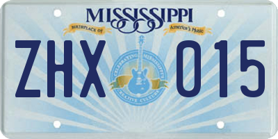 MS license plate ZHX015