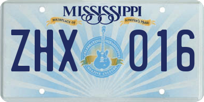 MS license plate ZHX016