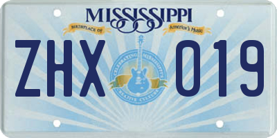 MS license plate ZHX019