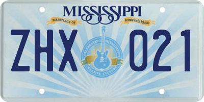 MS license plate ZHX021