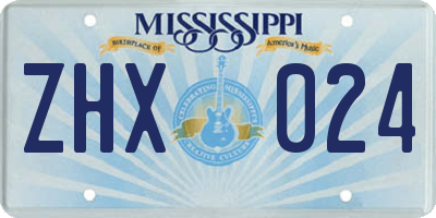 MS license plate ZHX024