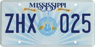 MS license plate ZHX025