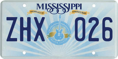 MS license plate ZHX026