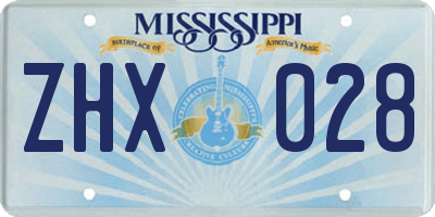 MS license plate ZHX028