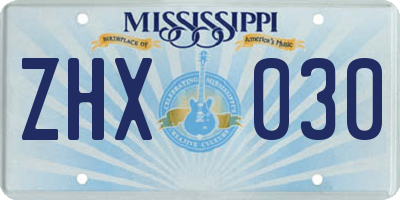 MS license plate ZHX030
