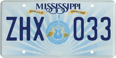 MS license plate ZHX033