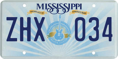 MS license plate ZHX034