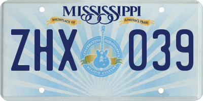 MS license plate ZHX039