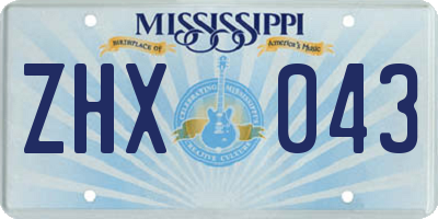 MS license plate ZHX043