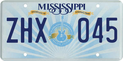 MS license plate ZHX045
