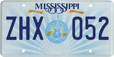 MS license plate ZHX052