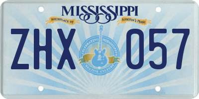 MS license plate ZHX057