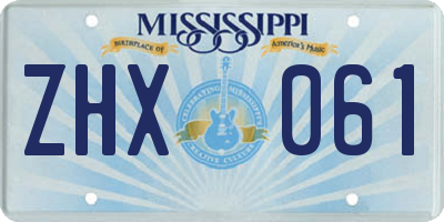 MS license plate ZHX061