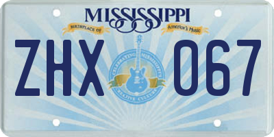 MS license plate ZHX067