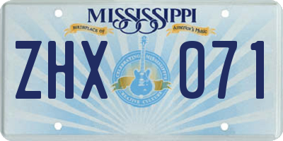MS license plate ZHX071