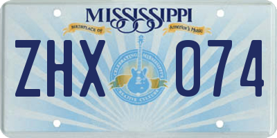 MS license plate ZHX074