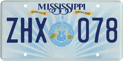 MS license plate ZHX078