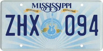 MS license plate ZHX094